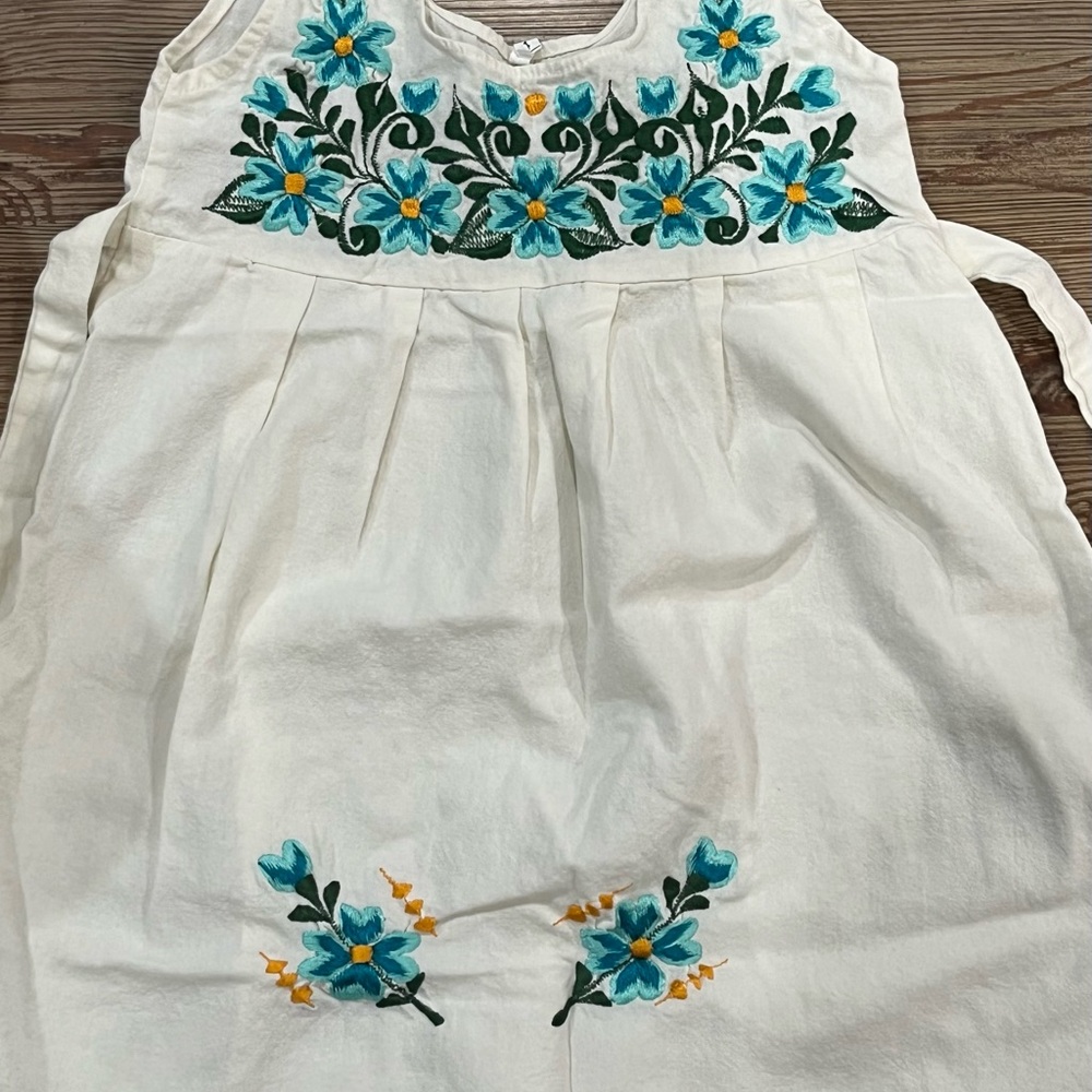 Embroidered Floral Cream Dress